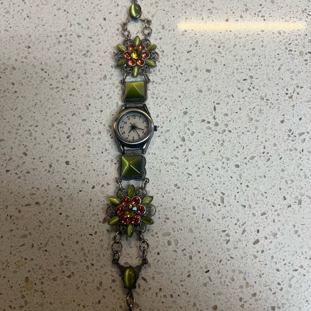 Mary Demarco  La Contessa Watch with Olive Green Accents. Needs a battery